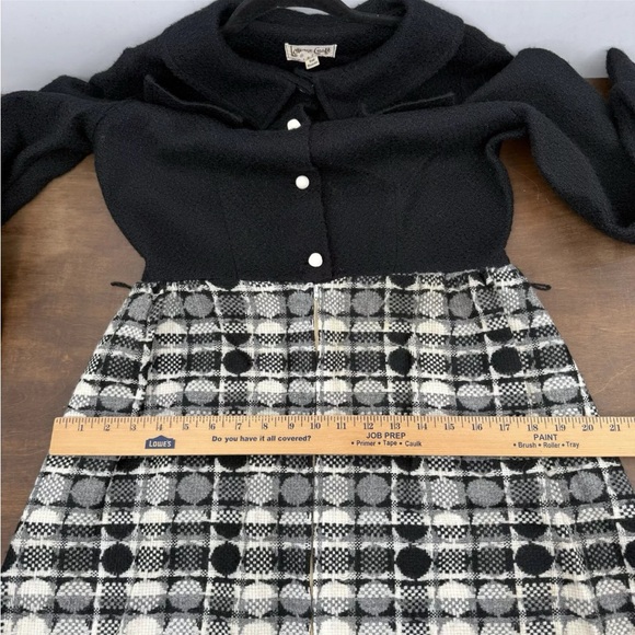 Vintage 70s LoungeCraft Original Maxi Hostess Dress Pockets Black Plaid 8/10 - Picture 3 of 16